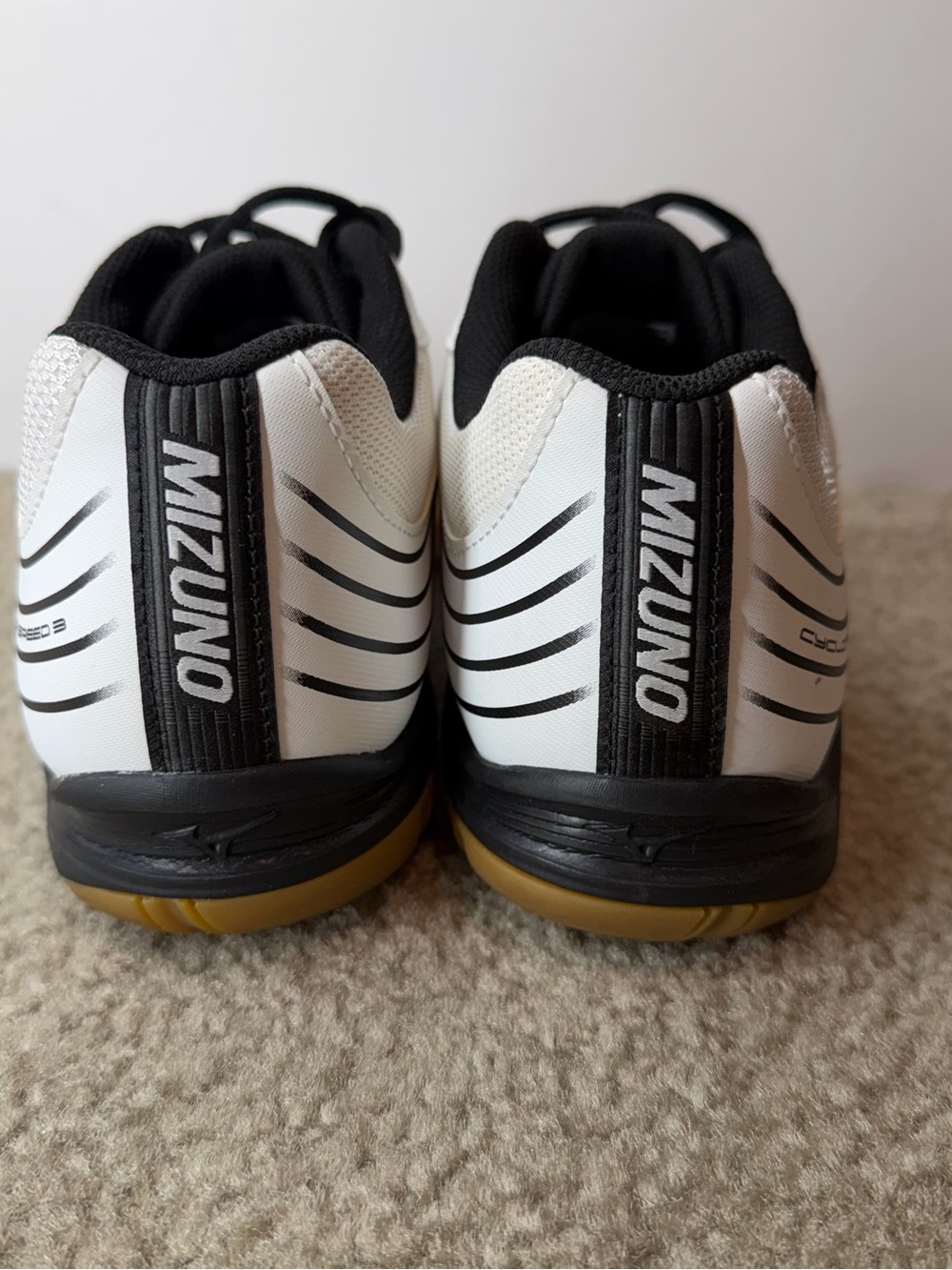 Mizuno Cyclone Speed 3 Women's Indoor Sneakers 9 White Black Lace Up Indoorcourt